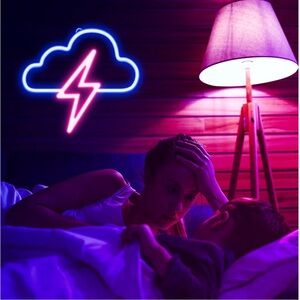 Cloud Lightning Bolt LED Neon Wall Sign Pink Blue Room Decor